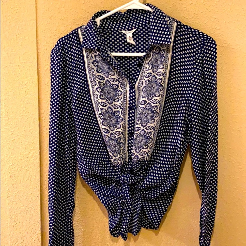 Blouse - Blue and White